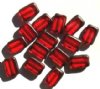 15 12mm Transparent Dark Orange w/ Speckled Edges Rectangle Window Beads